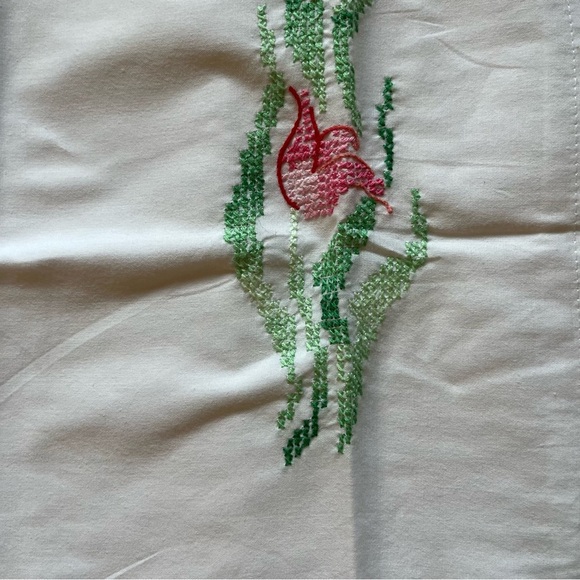 Floral Embroidered pillow cases. Hand cross stitched. Cotton/Polyester. New - Picture 4 of 7